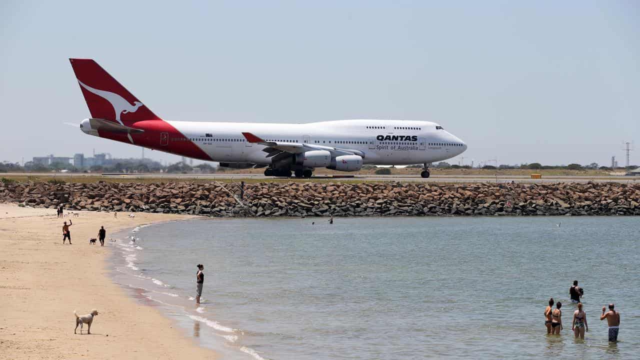 A Qantas jet at Sydney Airport.