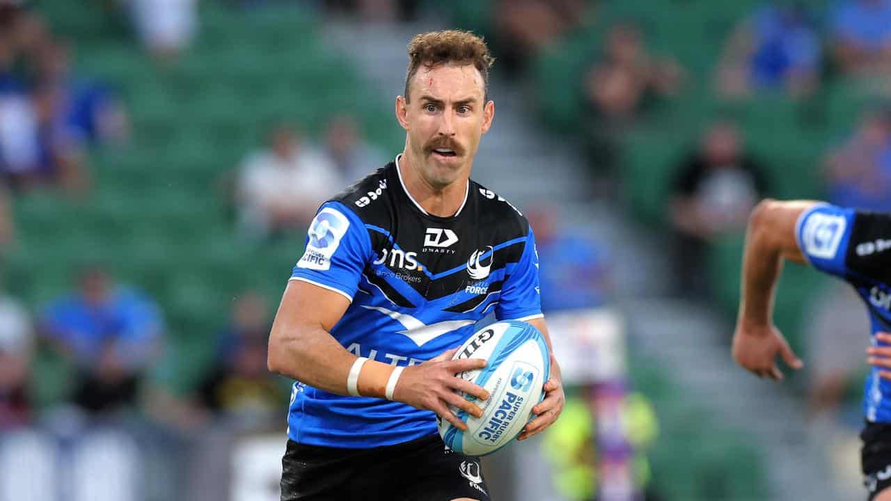 Nic White runs with the ball for the Western Force. 