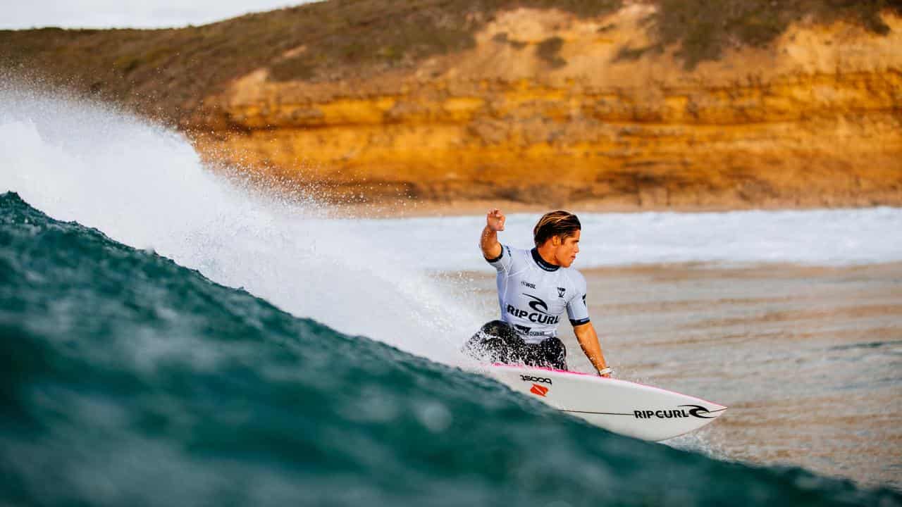 Morgan Cibilic rides at Bells Beach.