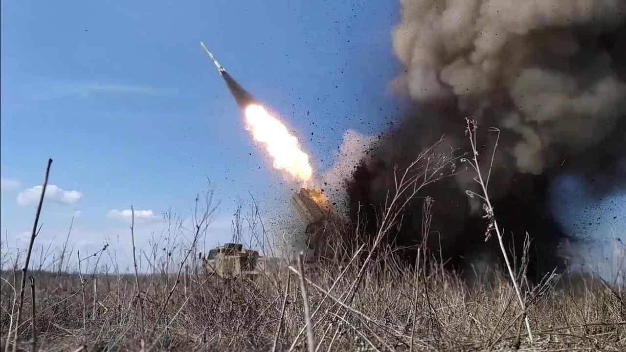 Russian rocket is fired toward Ukraine