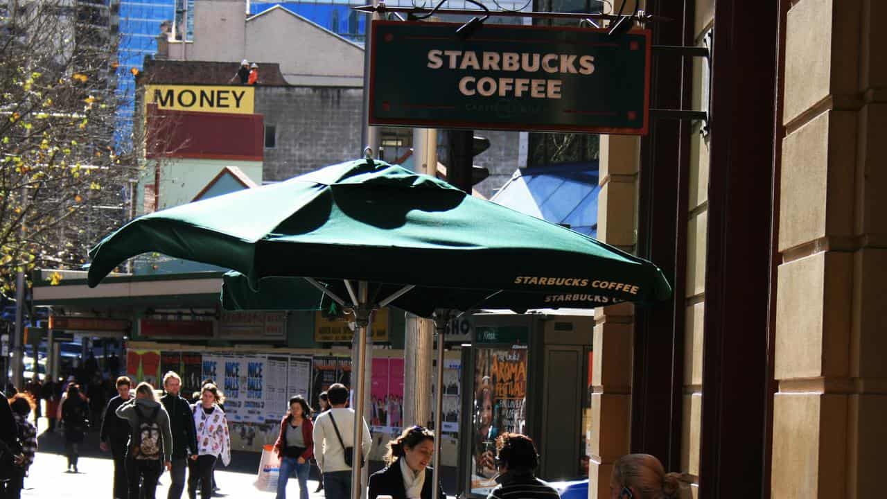 A Starbucks cafe on George St, Sydney,