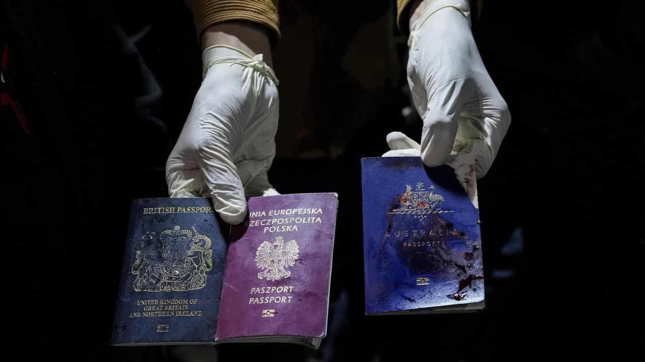 Passports of aid workers killed in Gaza.