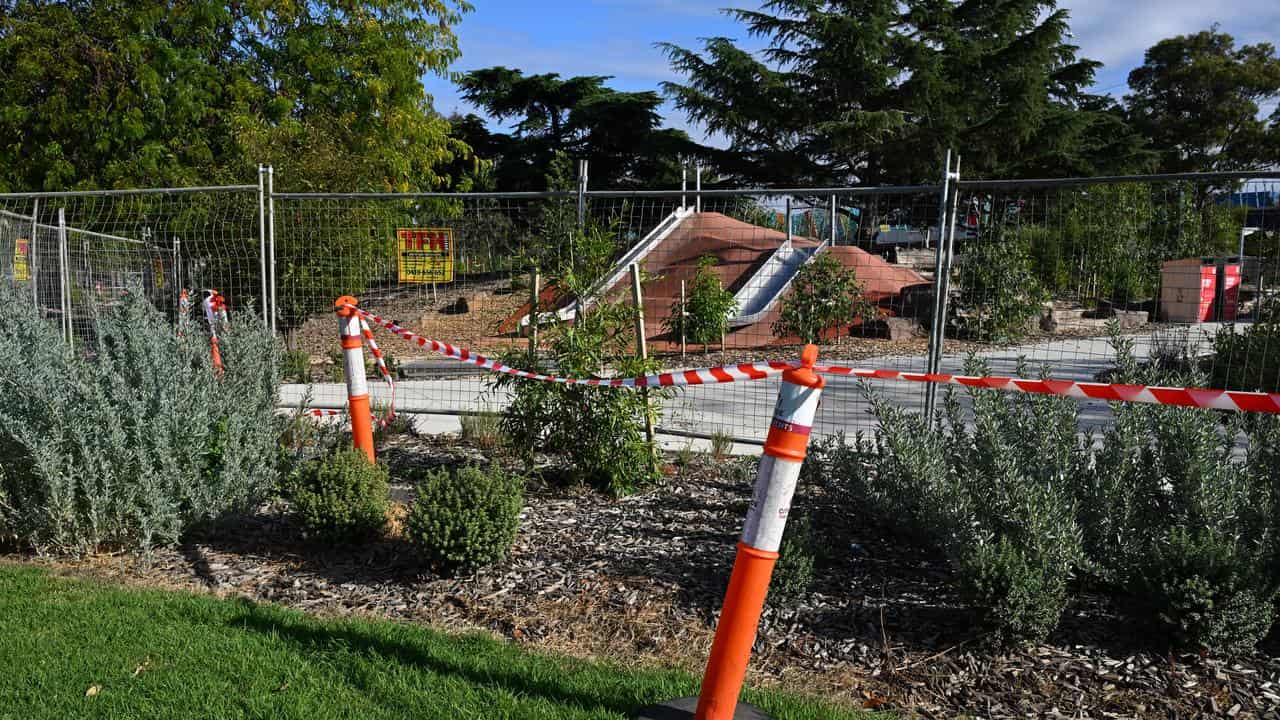 A closed playground in Melbourne's west.