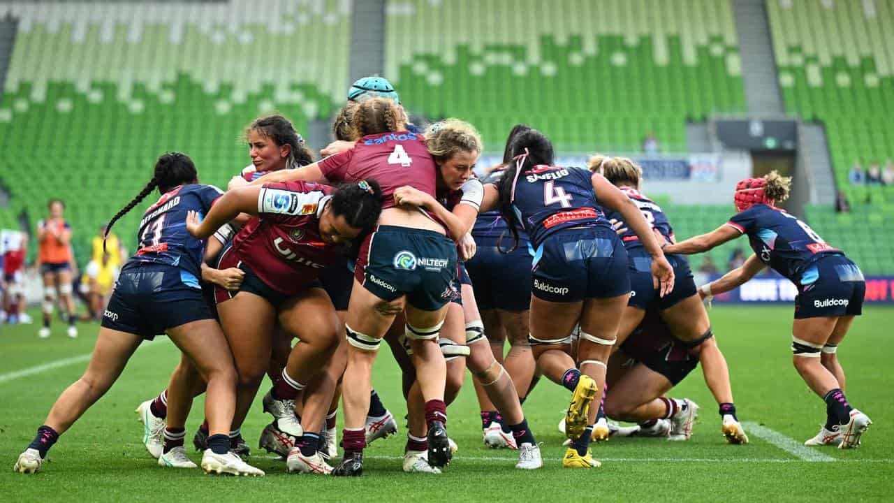 Action from Melbourne Rebels v Queensland Reds in Super W.