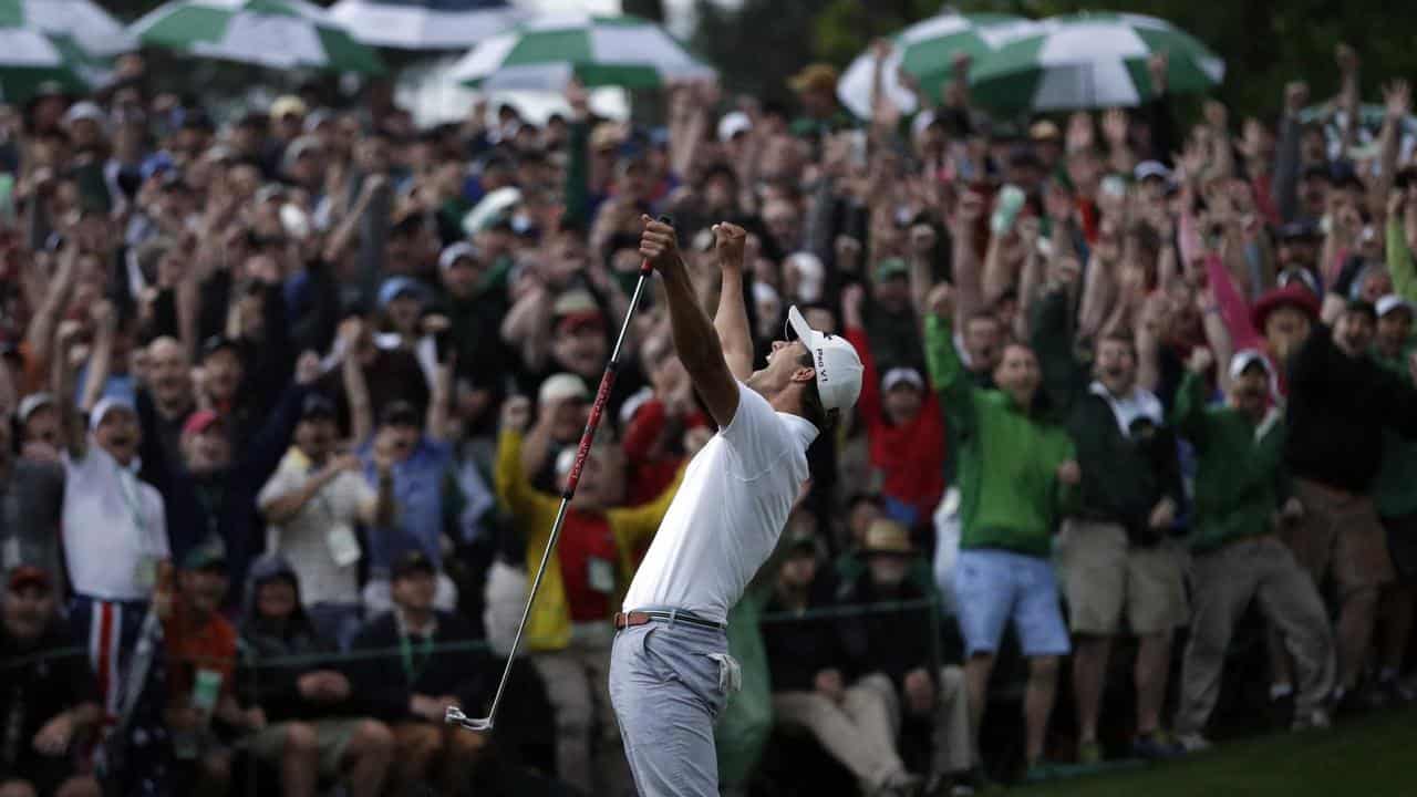 Adam Scott celebrates winning the 2013 Masters.