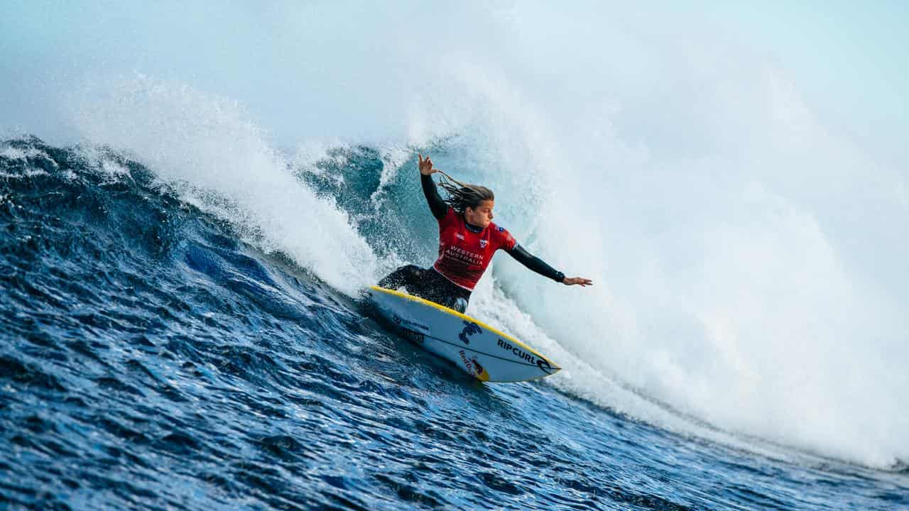 Molly Picklum surfs at Margaret River Pro. 