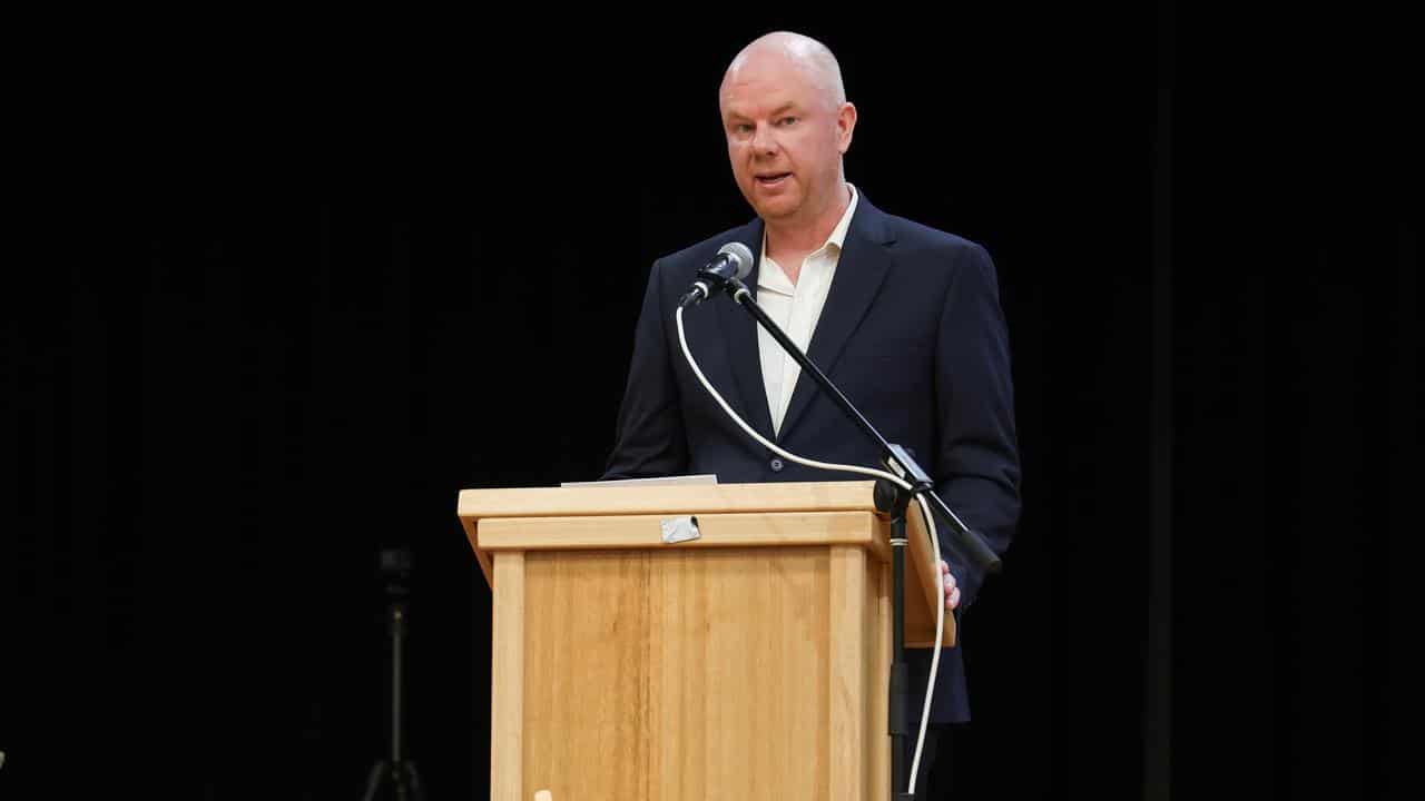 Simon Patterson at parents' memorial service (file image)