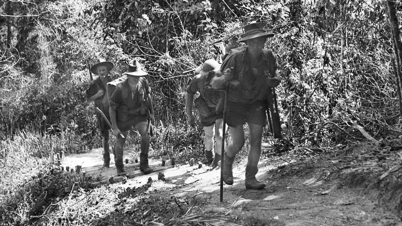 Undated photo of Australian soldiers on the Kokoda Track