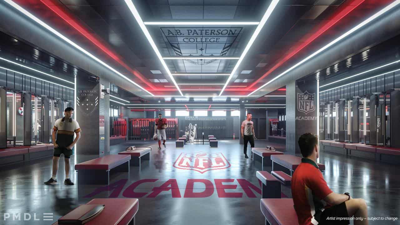 artist's impression of a gym at the new NFL Academy