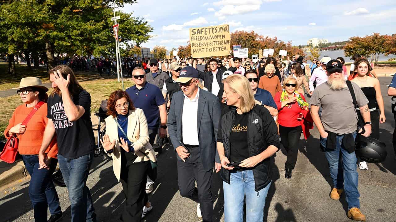 Canberra protest against gender violence rally