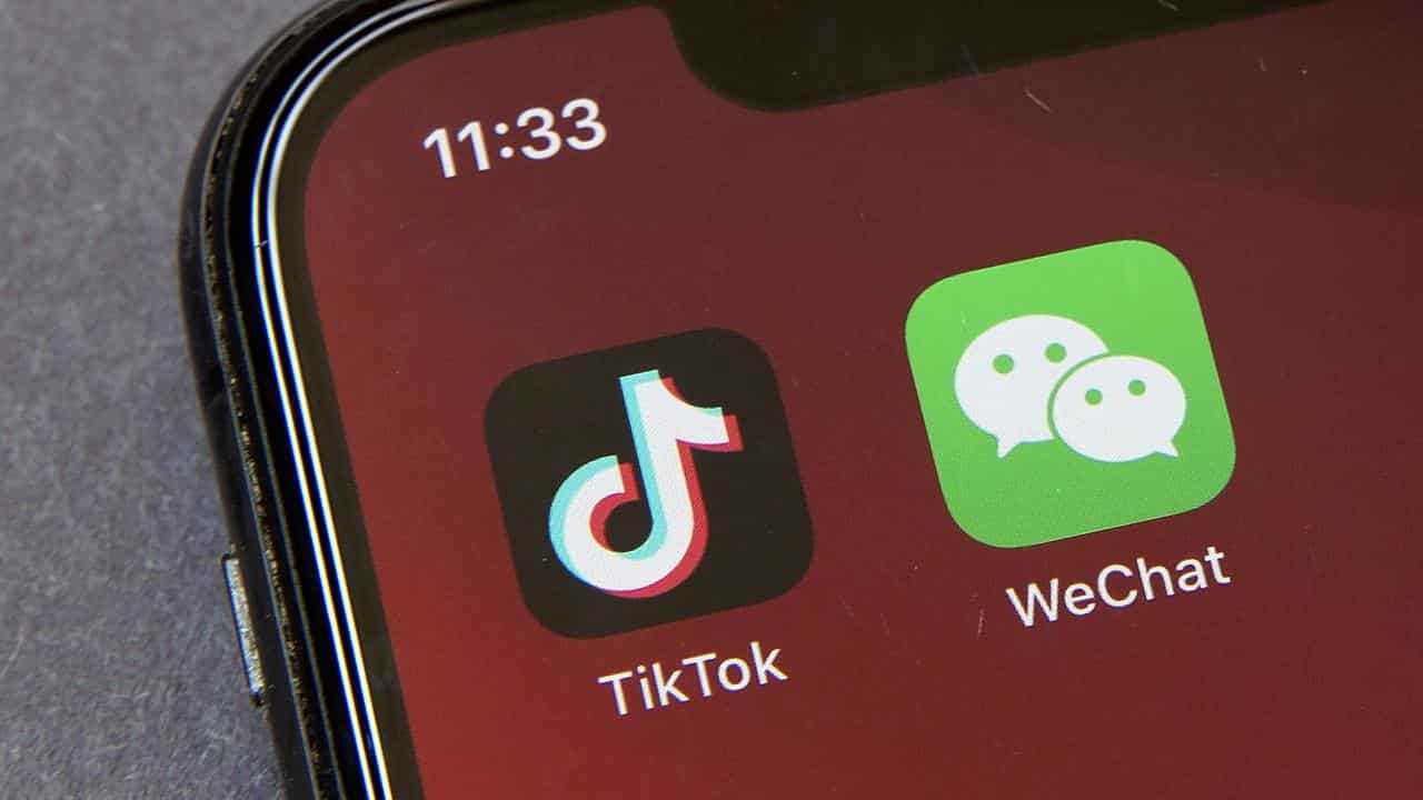 Icons for smartphone apps TikTok and WeChat (file image)