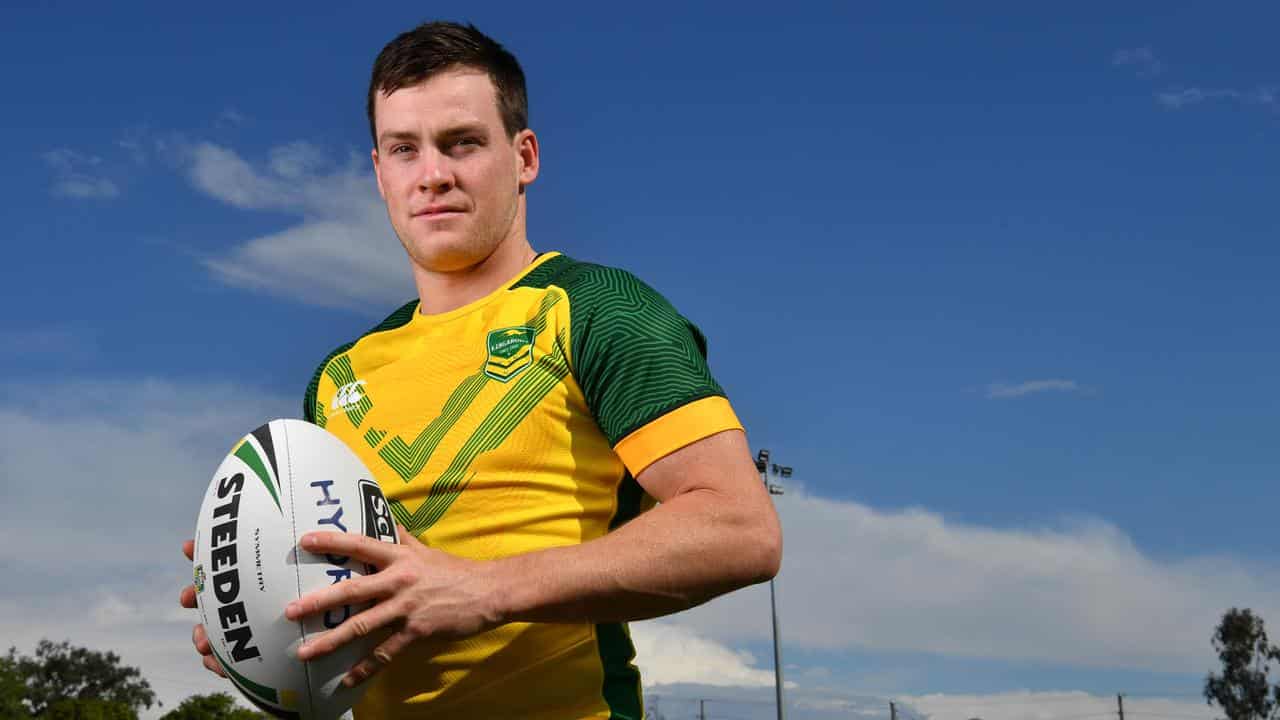 Luke Keary with the Kangaroos. 