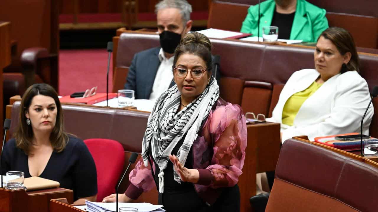 Senator Mehreen Faruqi speaks during Question Time (file image)