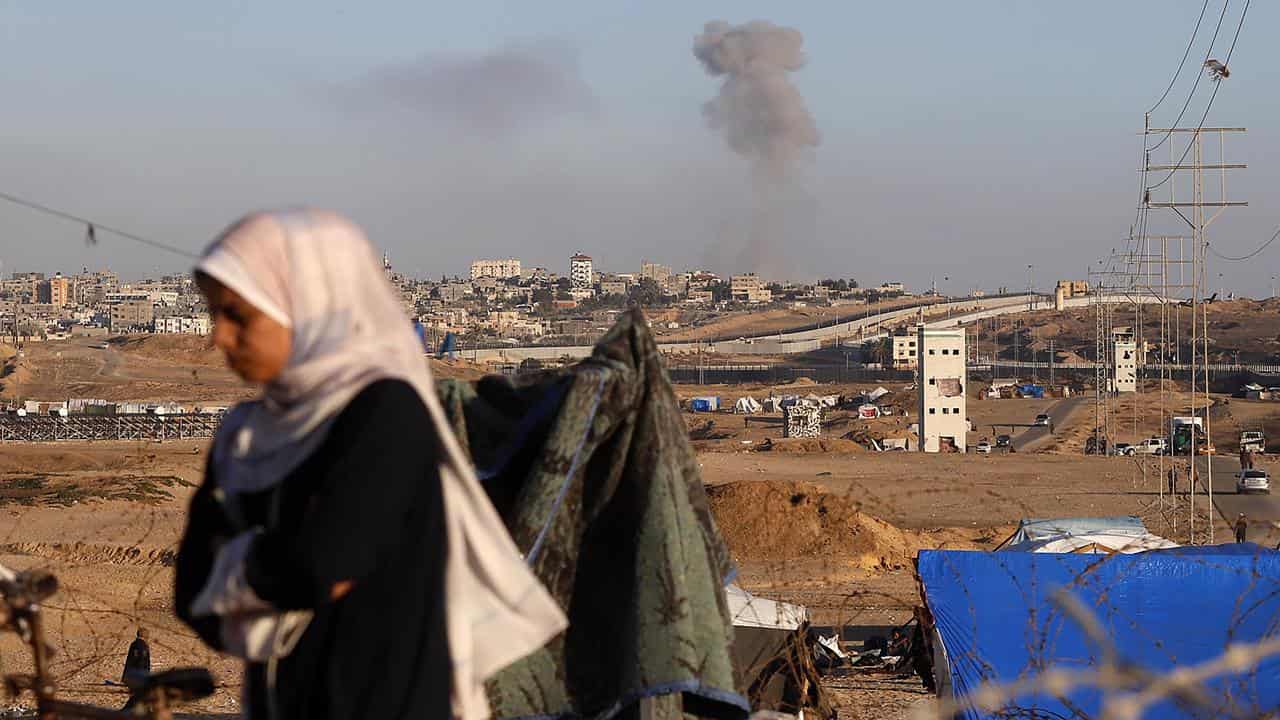 Smoke rises following an Israeli air strike in Gaza