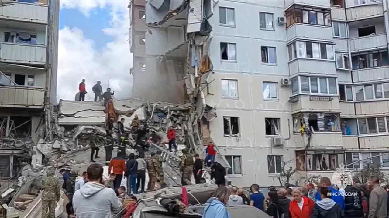 Bombed building in Russia