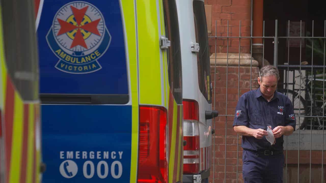 paramedics outside St Vincent hospital in Melbourne