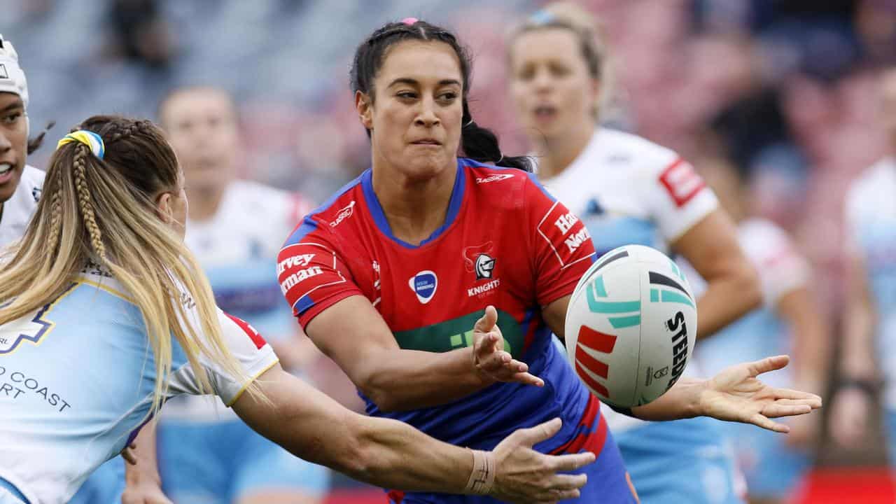 Yasmin Clydsdale in action for Newcastle Knights.