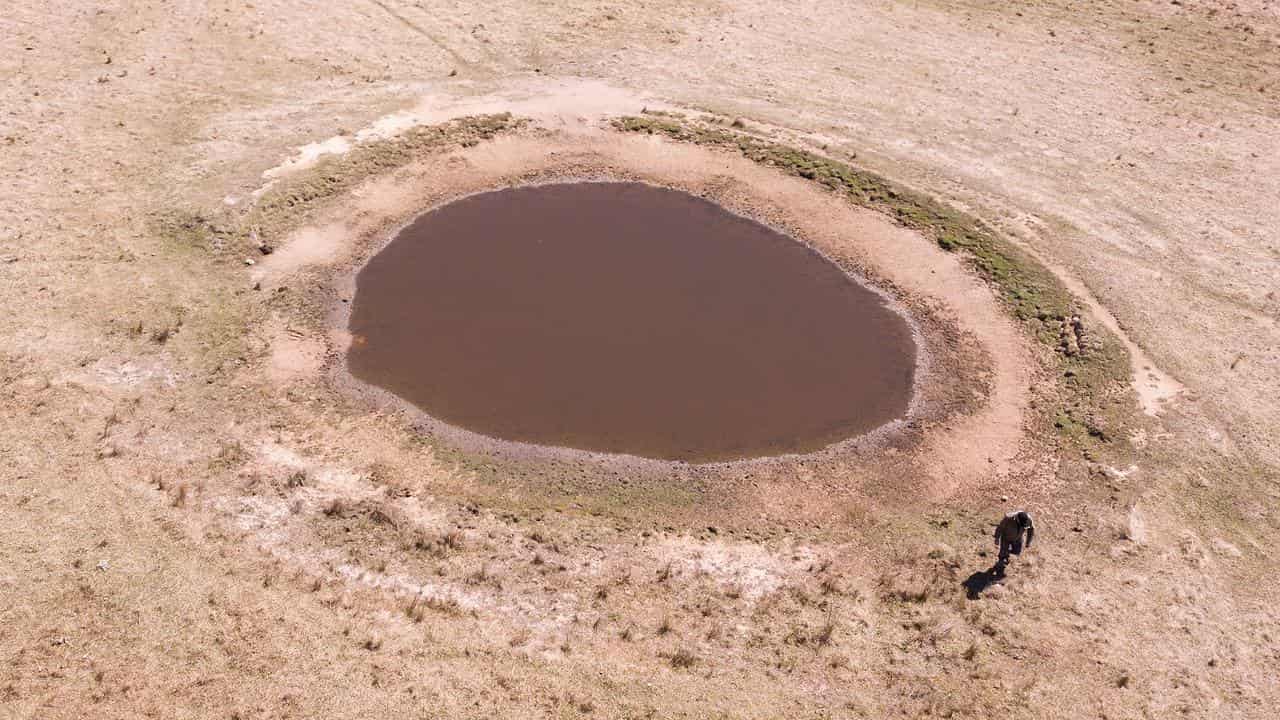 A dam on a drought affected property.