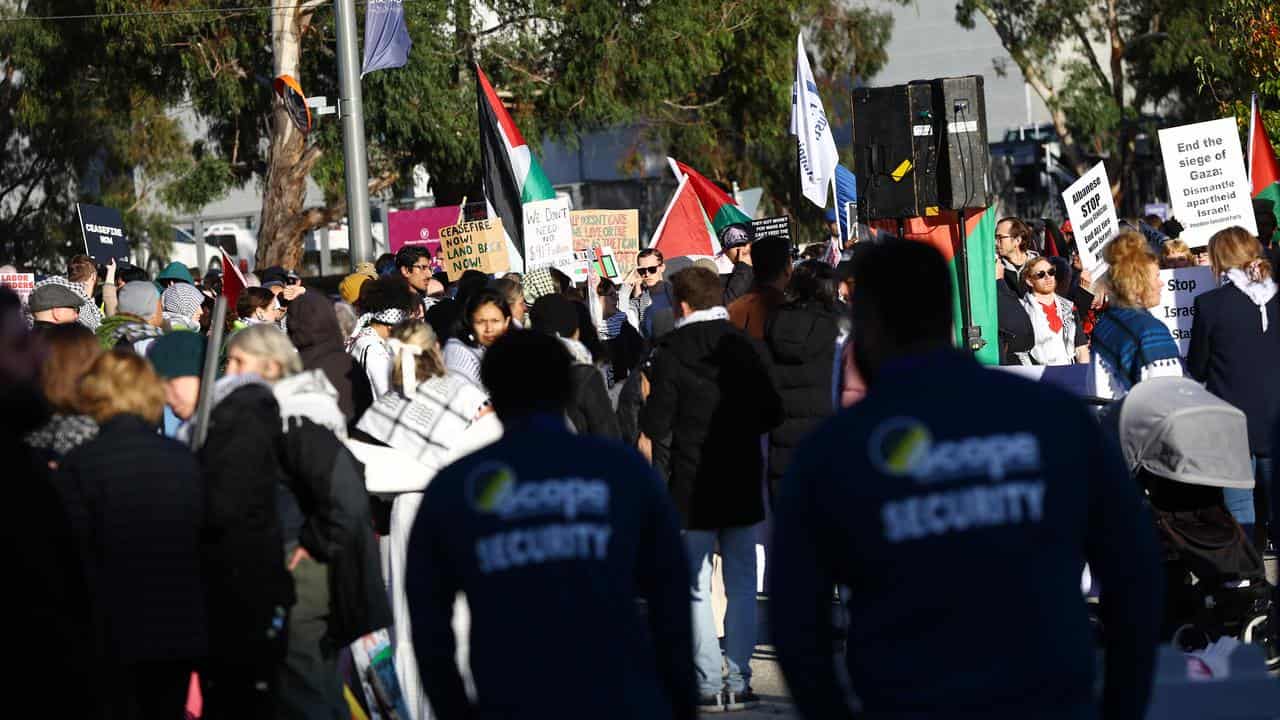 Activists gather at the Pro-Palestine rally