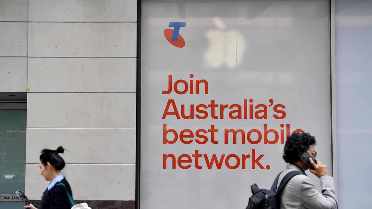 General view of a Telstra store in Sydney,