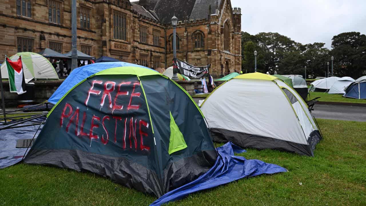 Pro-Palestine encampment at the University of Sydney