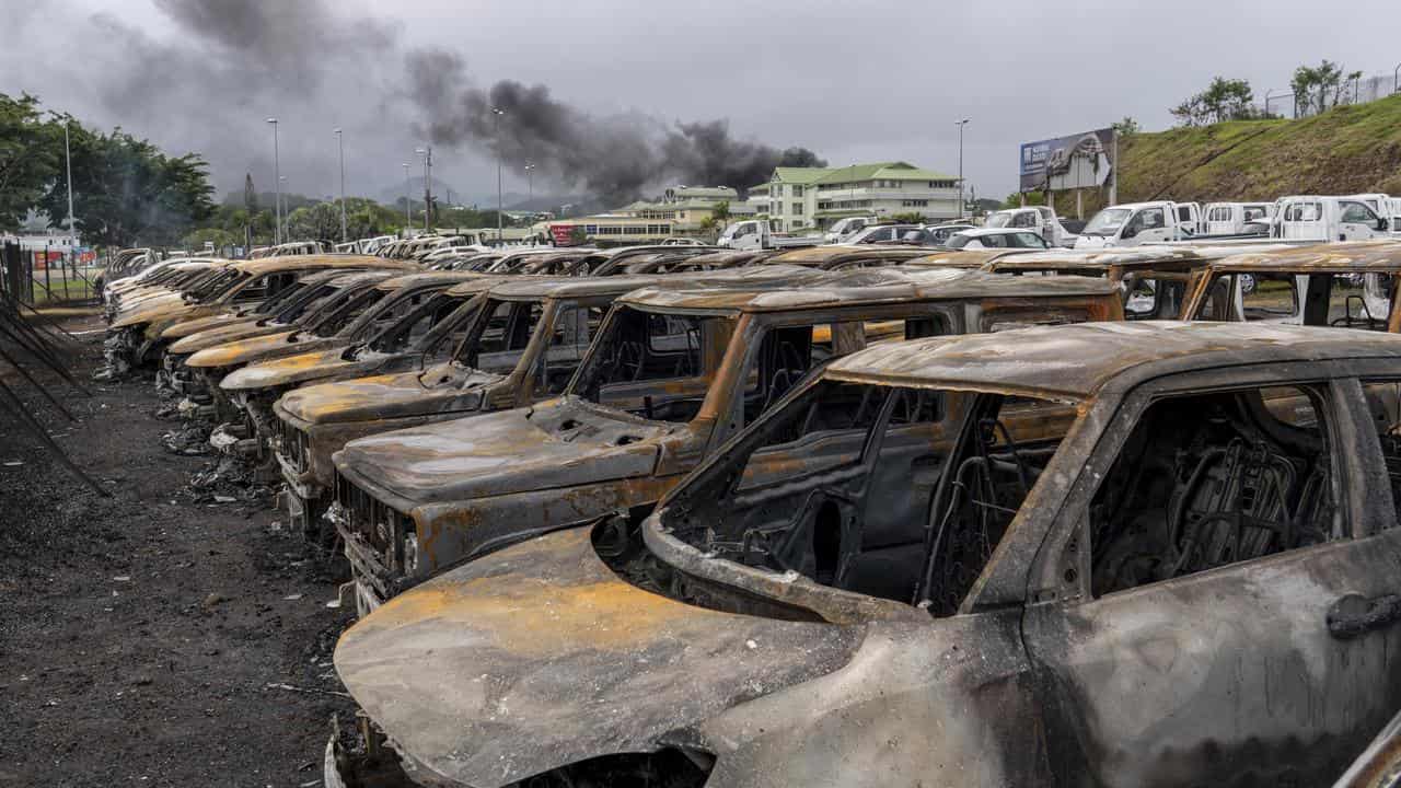 Damaged cars in Noumea