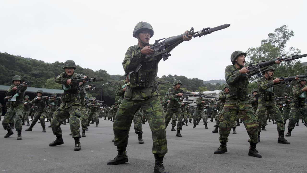 Taiwanese soldiers practising