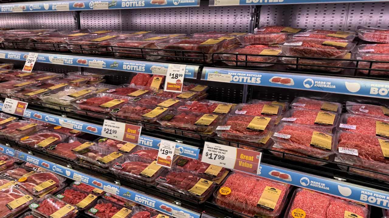 Meat trays in a supermarket