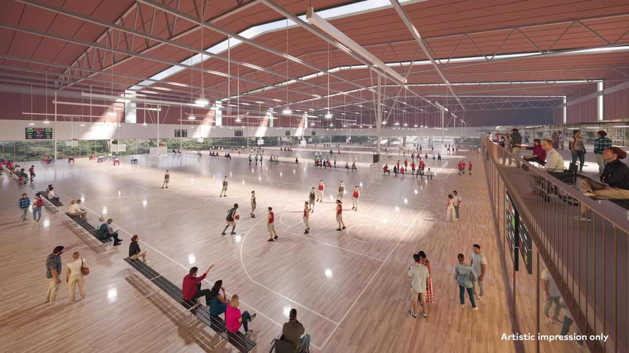 A digital rendering of the Chandler Sports Precinct after an upgrade