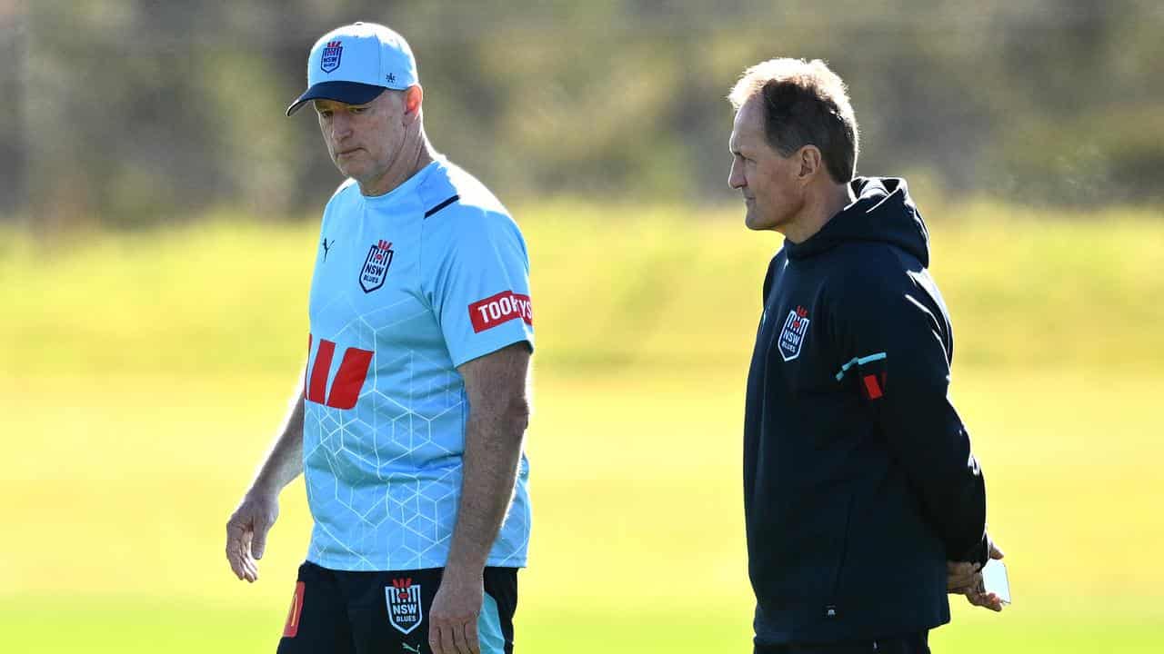 NSW coach Michael Maguire (left).