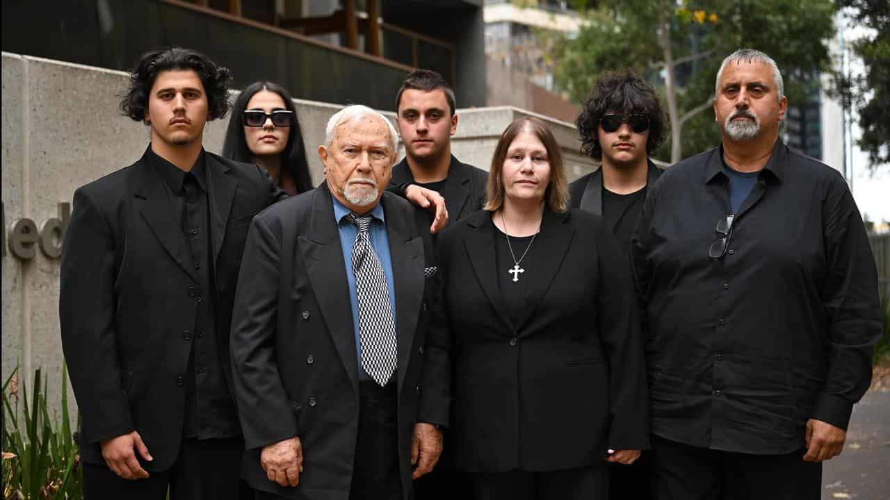 George Diamond's family outside court