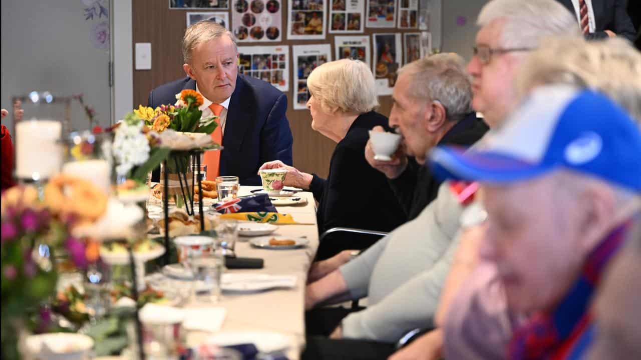 Anthony Albanese at aged care home