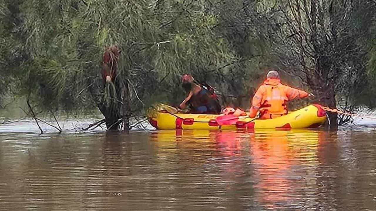 Rescue crews in action during flooding in NSW