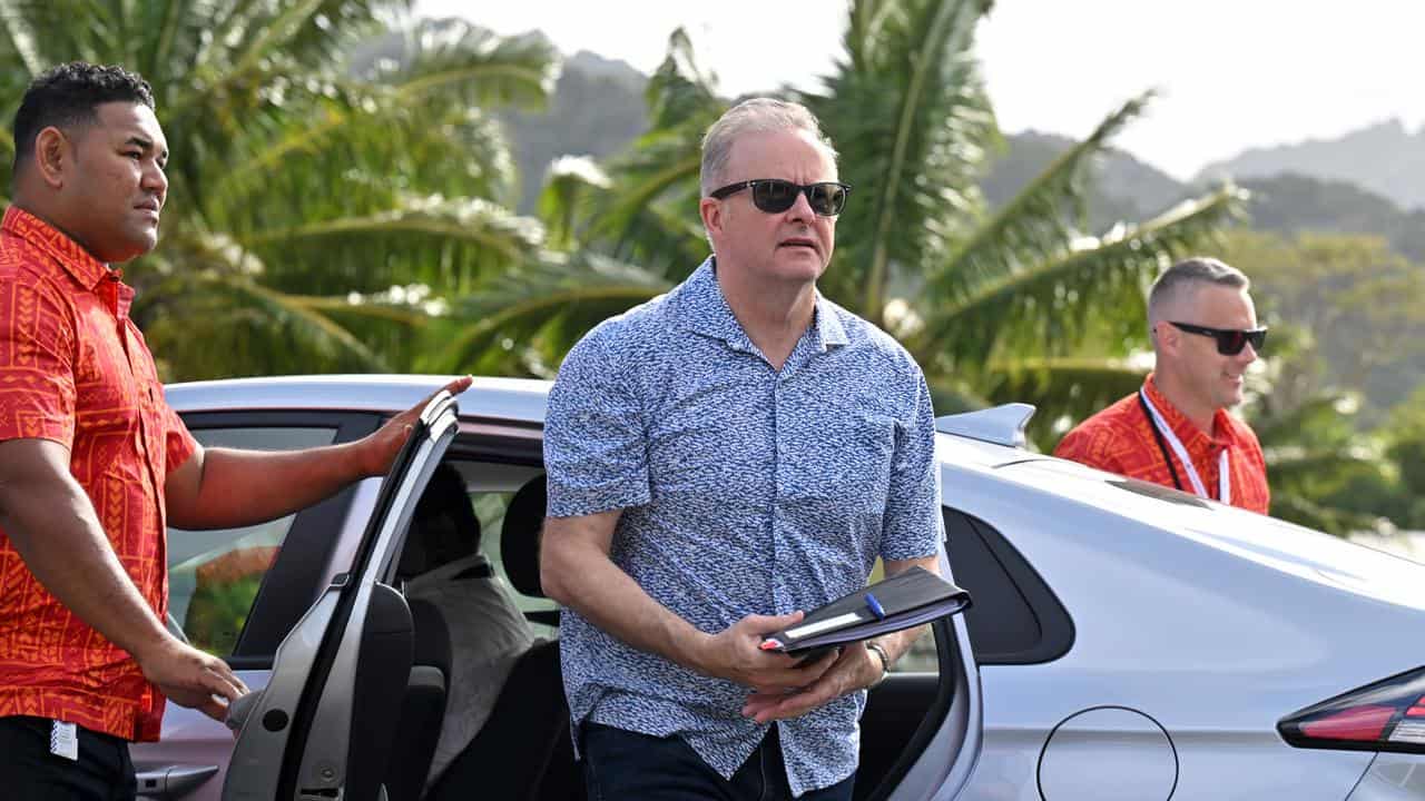 Anthony Albanese arrives for a meeting at the Pacific Islands Forum 