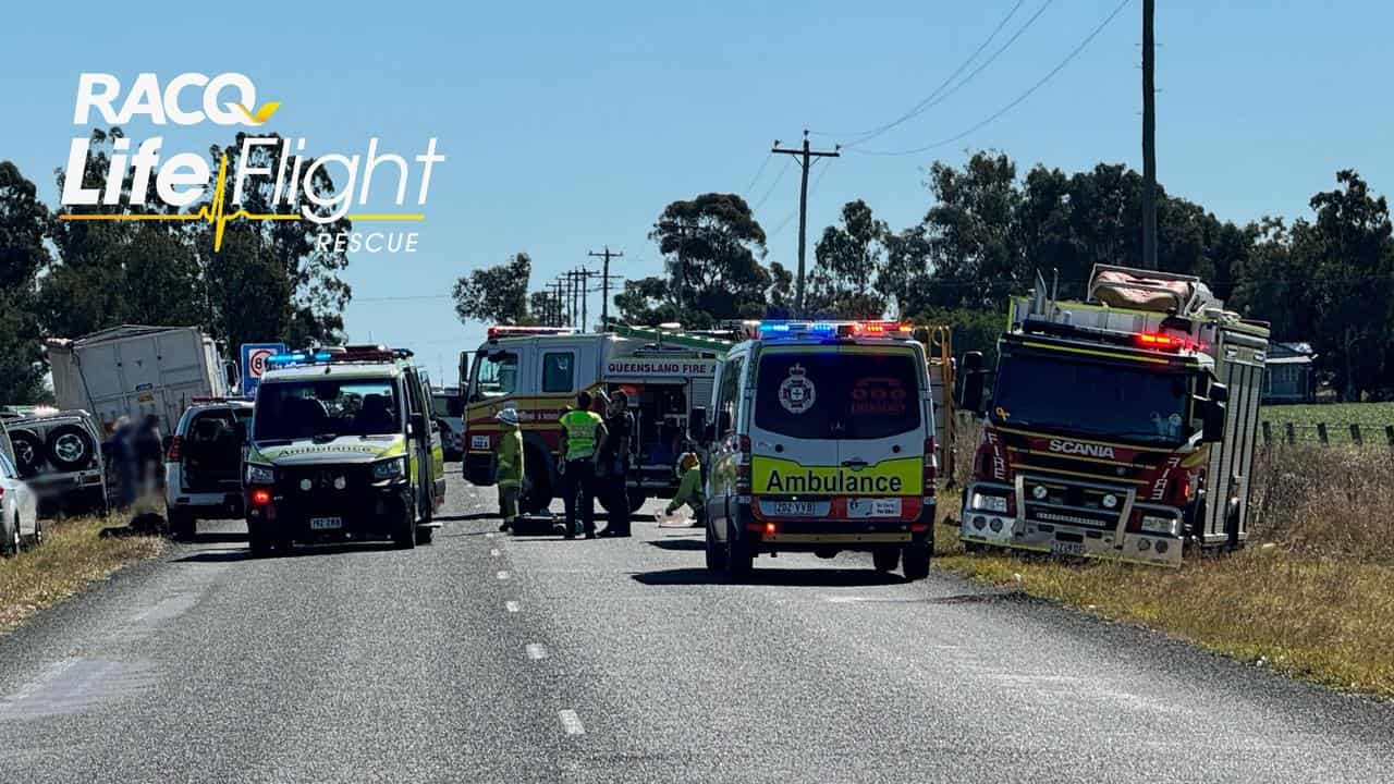 Emergency workers at the crash scene 