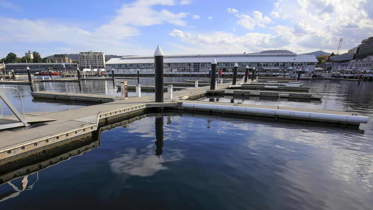 Empty moorings at the Hobart docks (file image)