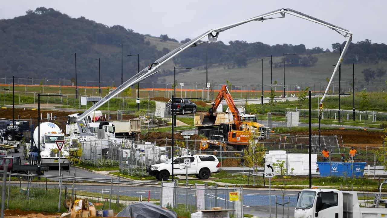 A truck-mounted concrete boom pump (file image)