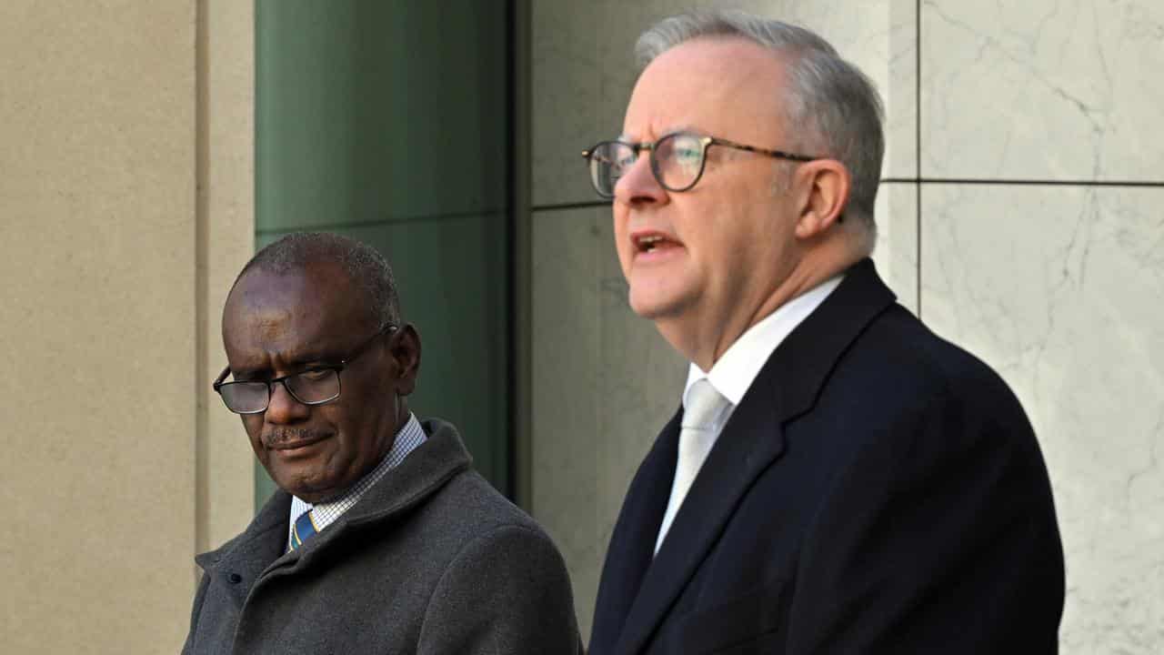 Solomon Islands PM Jeremiah Manele and Australia’s PM Anthony Albanese