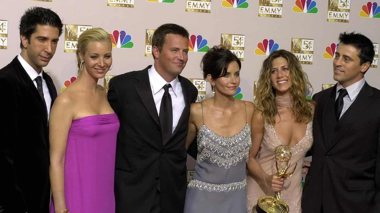 The cast of Friends at the Emmys in 2002