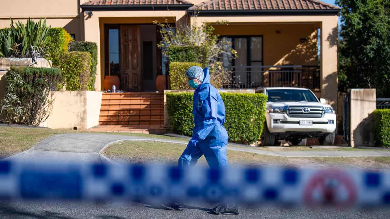 Forensics officer outside the Kefu home (file image)