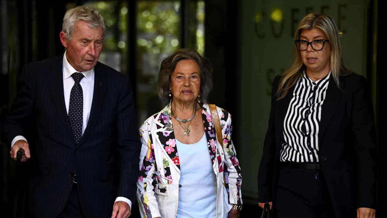 Catherine Csergo (centre) and Bernard Collaery (left, file image)