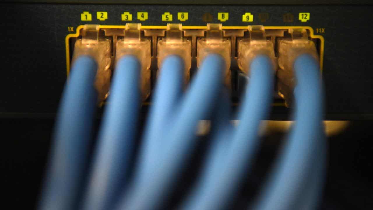 Ethernet cables in a server room