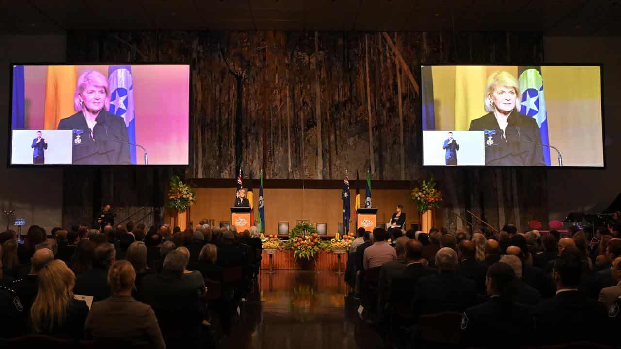 Julie Bishop speaks at an MH17 memorial servce