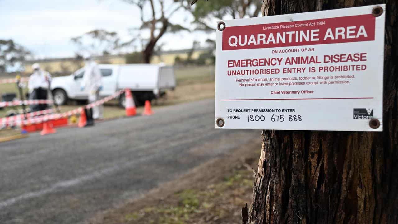 A quarantine area sign