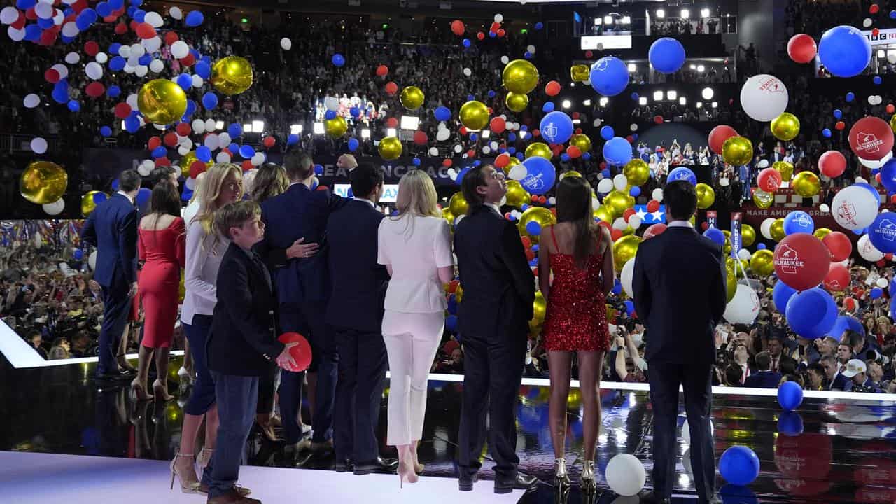 President Donald Trump and his family at the Republican convention