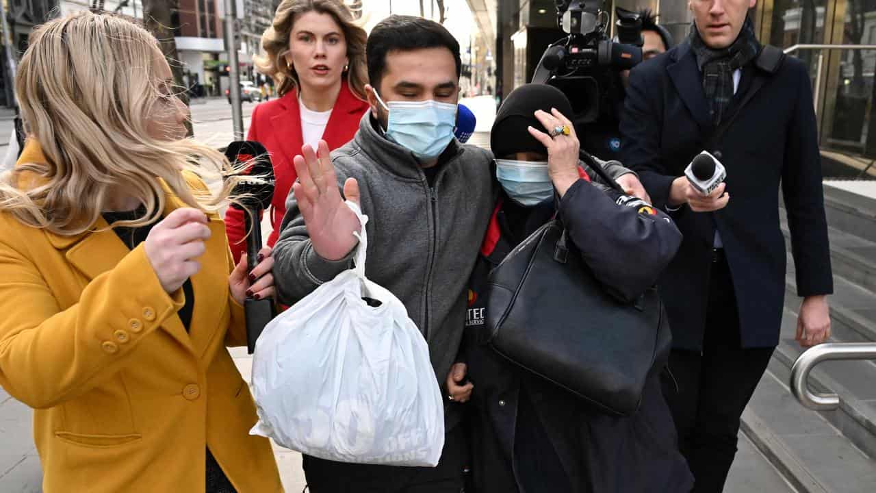 Sakina Muhammad Jan (3rd right) departs from the County Court