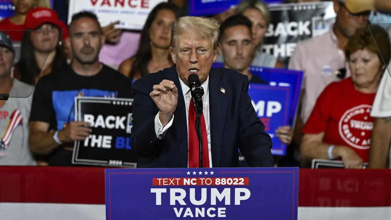 Donald Trump speaks at a campaign rally in Charlotte, North Carolina