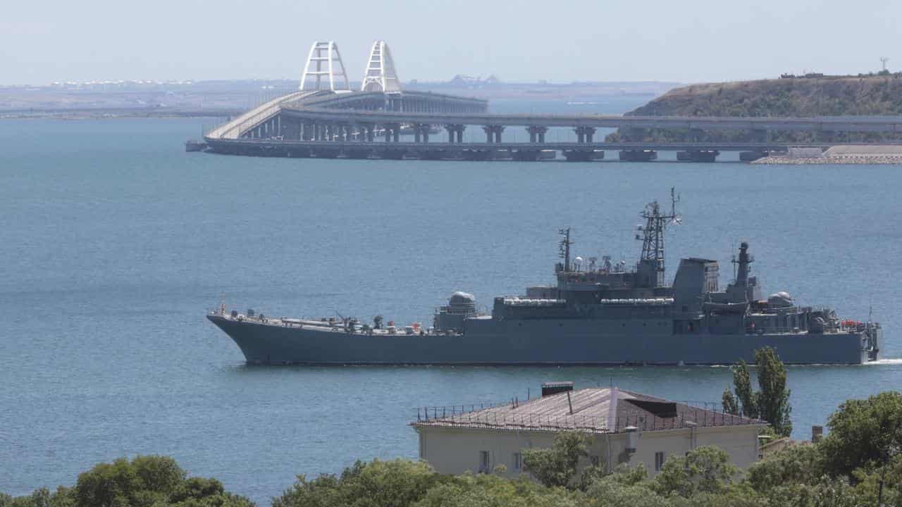 A Russian military landing ship