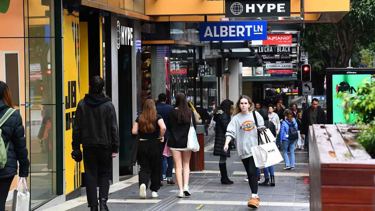 Shoppers are seen in the Brisbane CBD