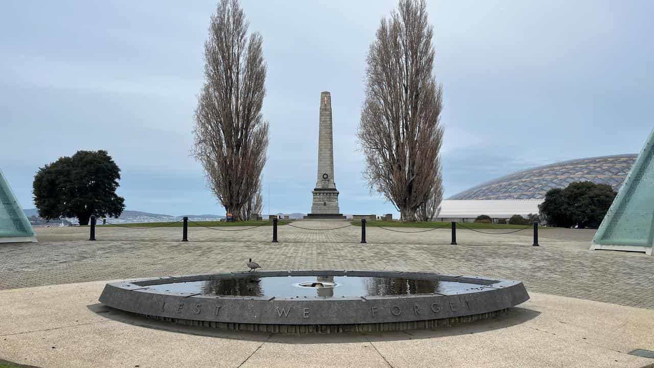 Renders of a proposed AFL stadium from the Hobart cenotaph.